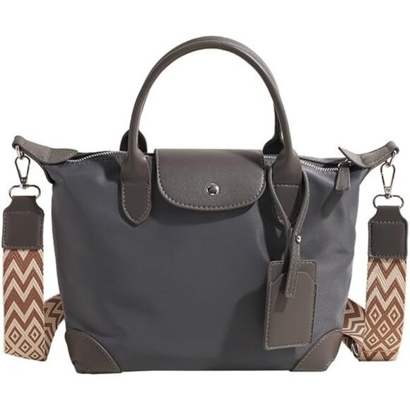 Handbags - Chic Lightweight Purse with Leather Top-handle Gray